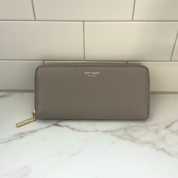 Kate Spade wallet pebbled leather zip gold hardware pockets accessory bag - Picture 1 of 15